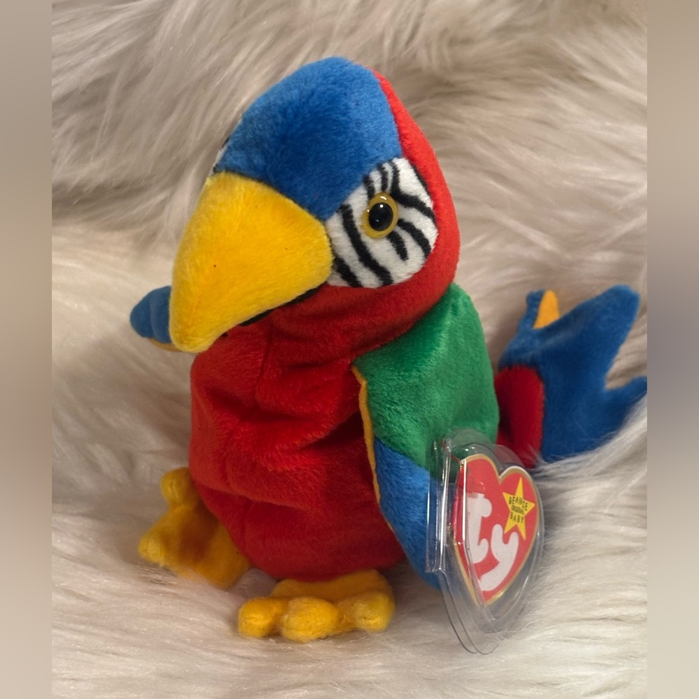 Original RARE 1997 Ty Beanie Baby Jabber the Parrot w/ Errors